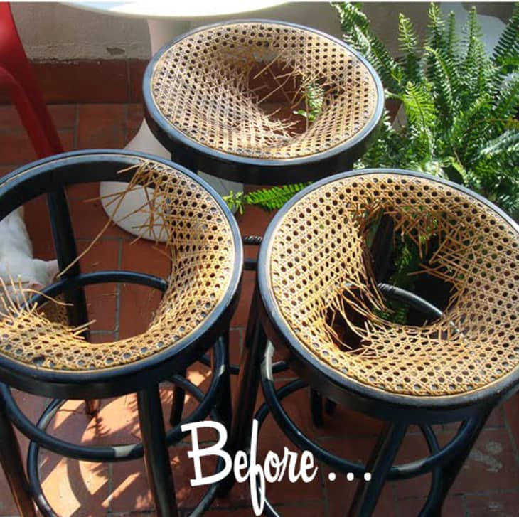 Before & After The Great Cane Bar Stool Reuse Apartment Therapy