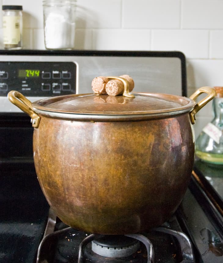 Vintage Copper miniature tea boiler with base stove set up