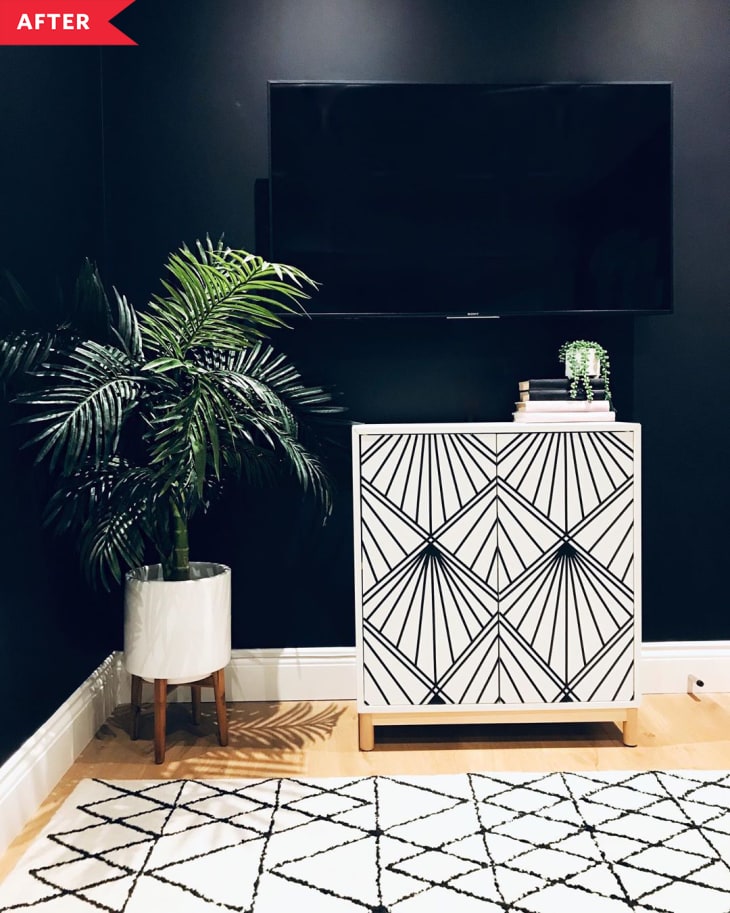 DIY patterned cabinet (black and white geometric)