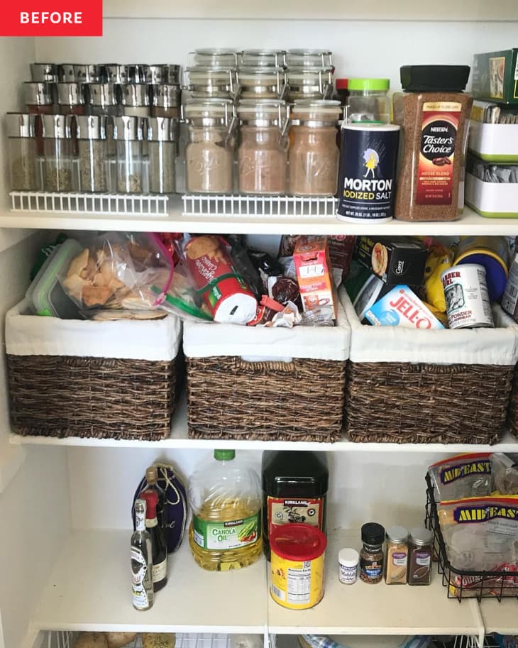 Pantry shelves before being organized