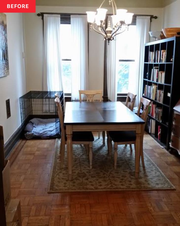 Before and After: A Blank Slate Dining Room Gets a Bold Color Makeover