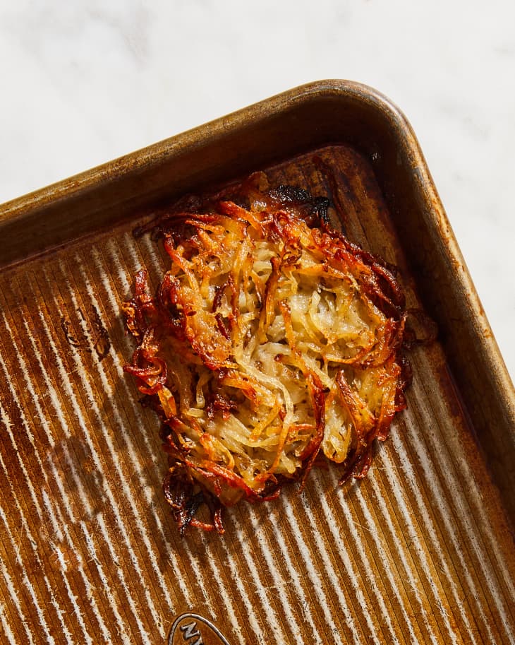 latke on a baking sheet