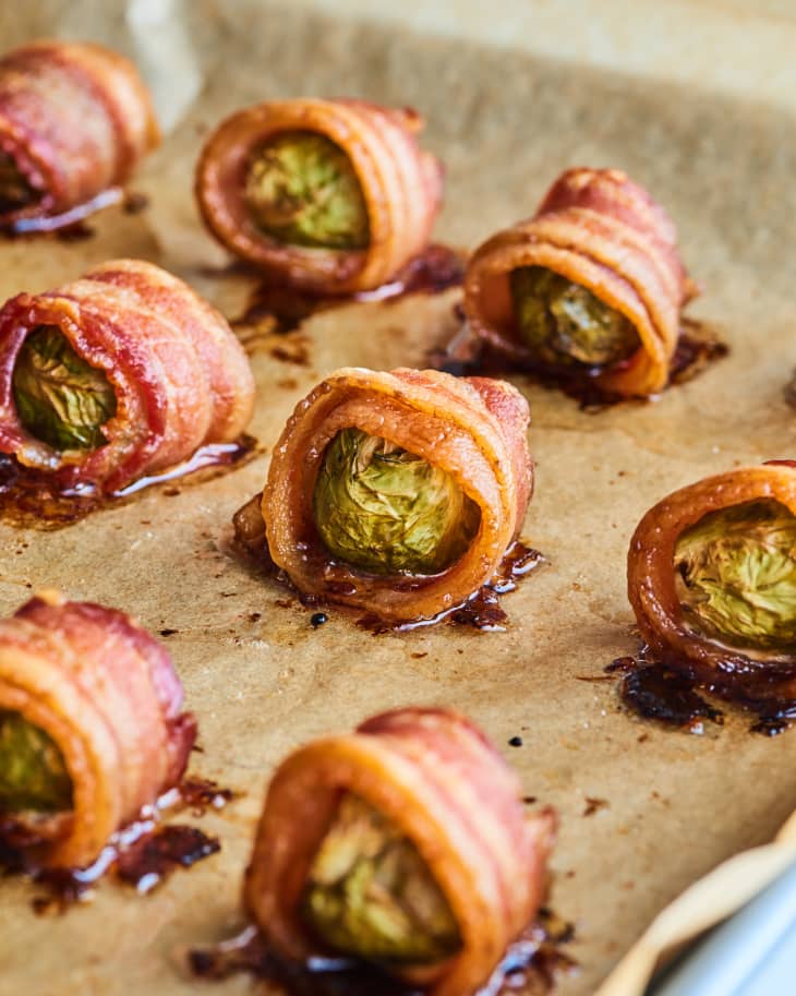 BaconWrapped Brussels Sprouts with Blue Cheese Dipping Sauce The Kitchn