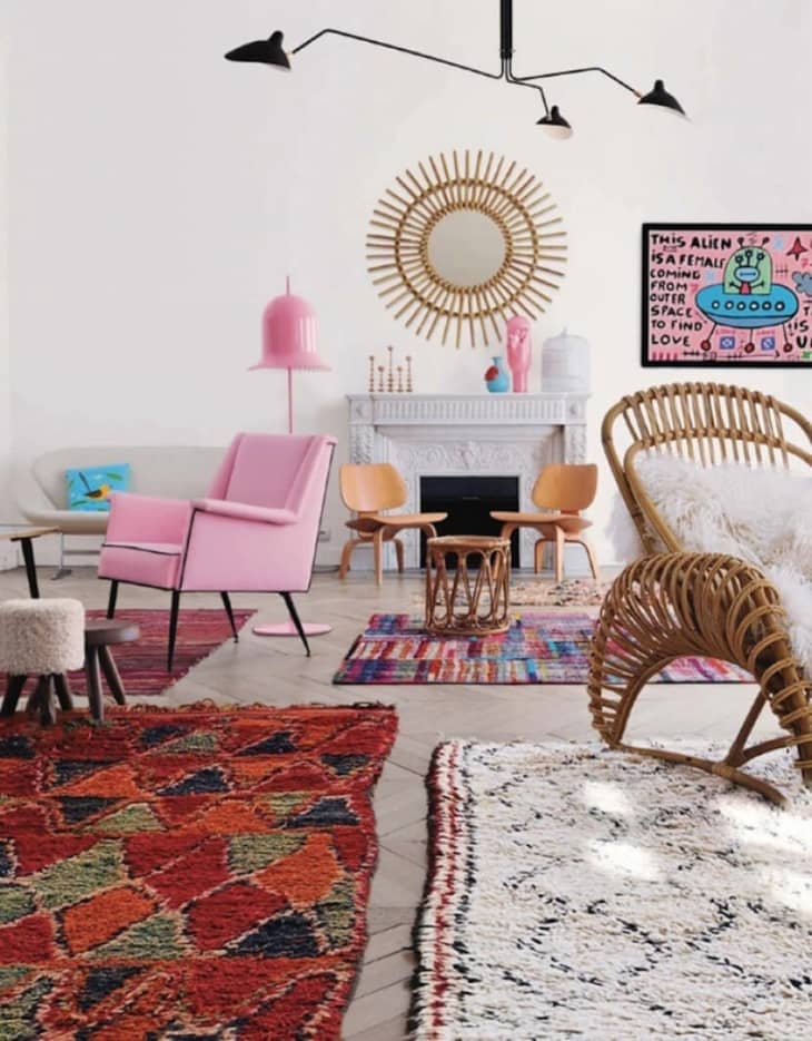Blush Pink Runner Rug Small Large Geometric Living Room Rug Hall Runner LAST FEW 