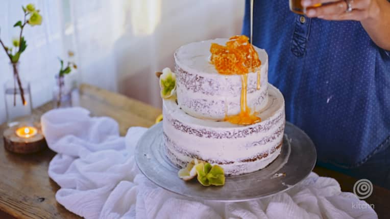 rustic naked cake for baby shower