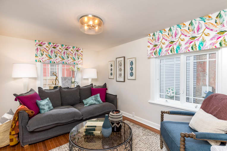 Living room with DIY valences