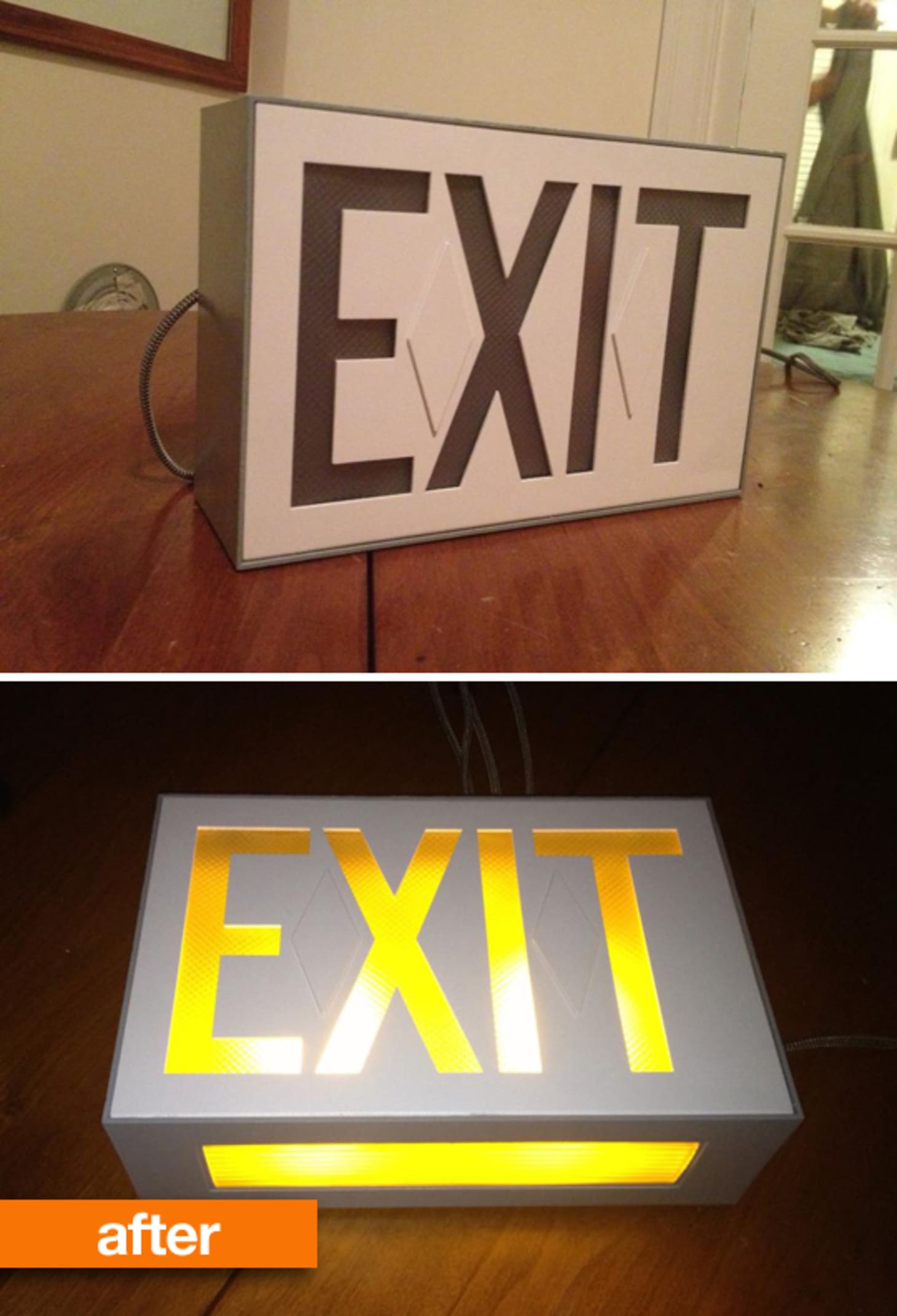 Before & After: John’s Refreshed Exit Sign | Apartment Therapy