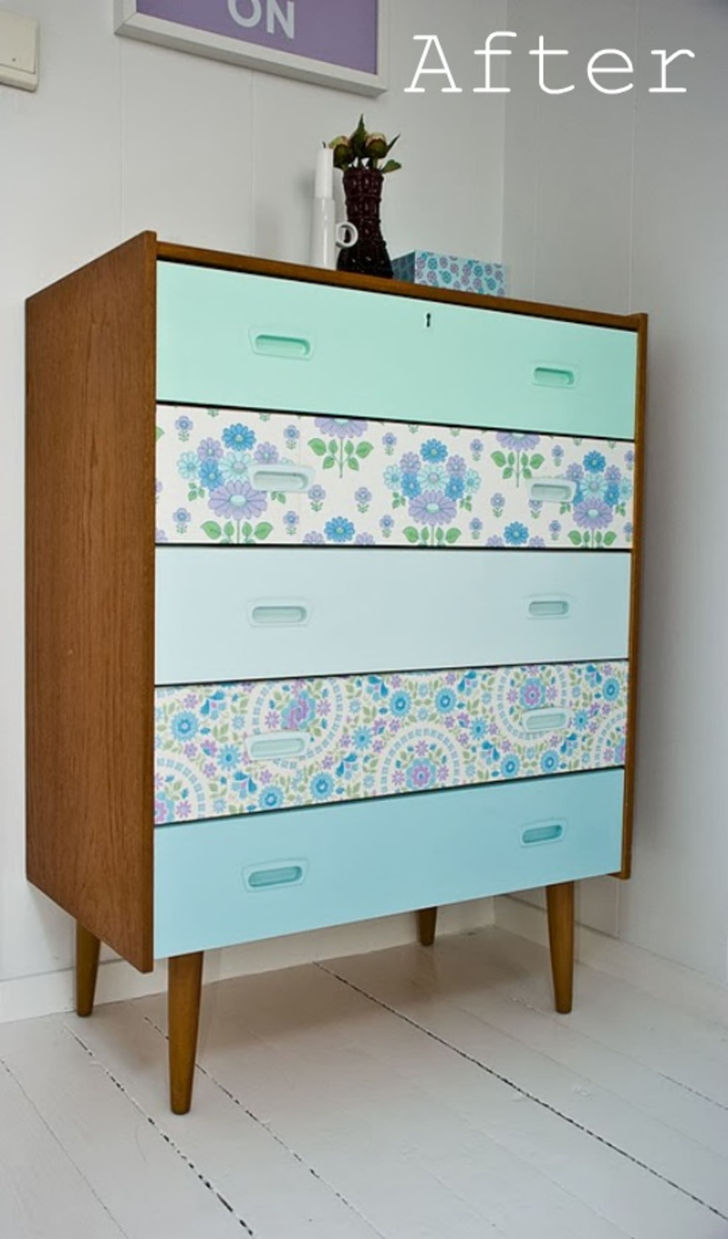 Before After A Colorful Refinished Vintage Dresser Apartment