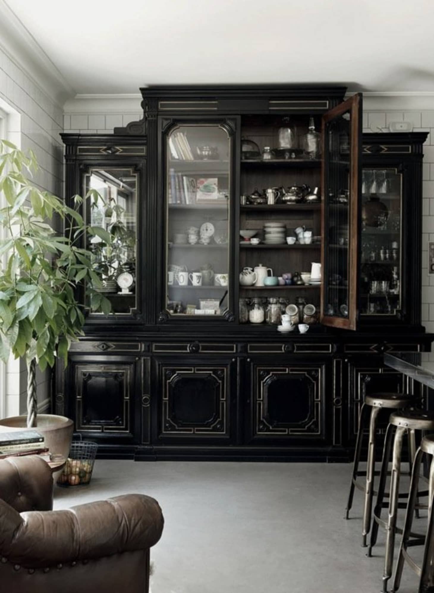 A Healthy Dose Of Drama Kitchens That Use Antique Furniture In