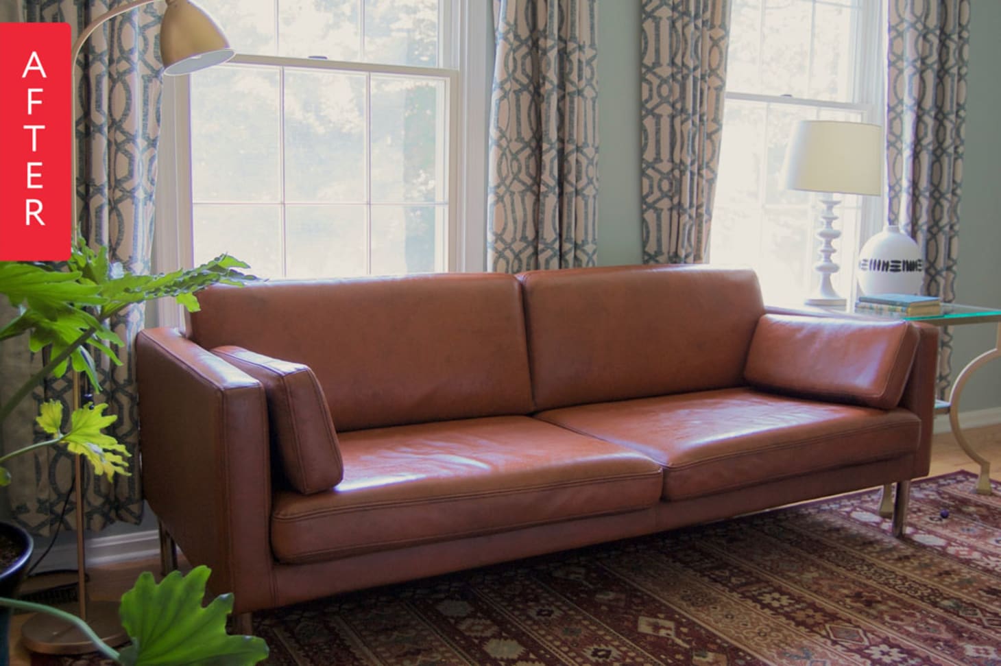 painted leather sofa before and after