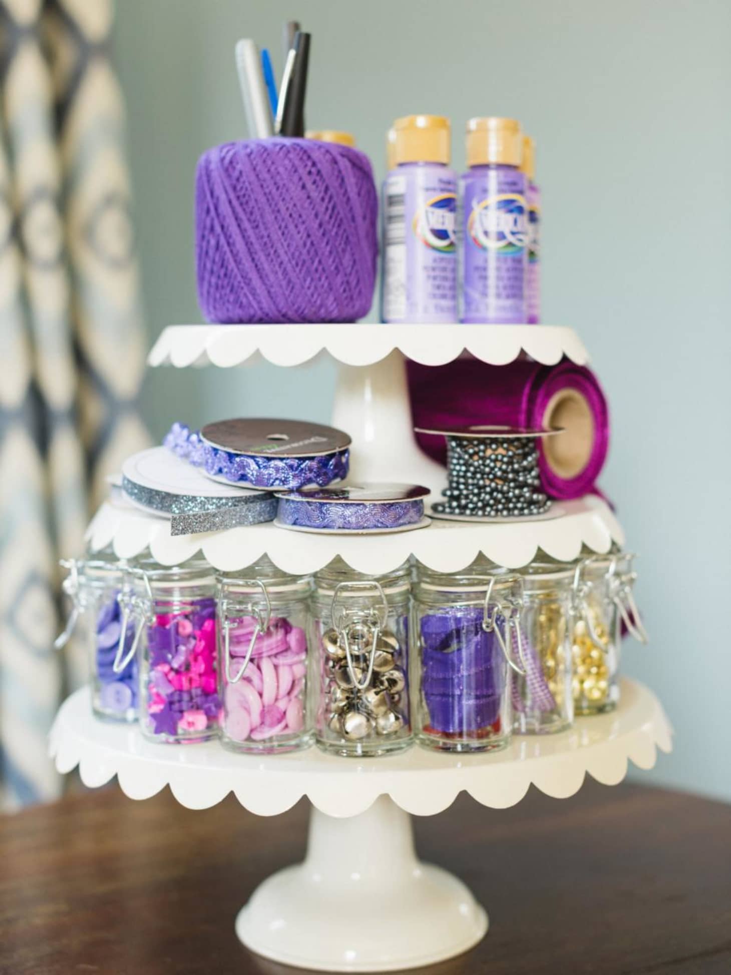 Organizing Hacks Using A Cake Stand For Storage Apartment Therapy