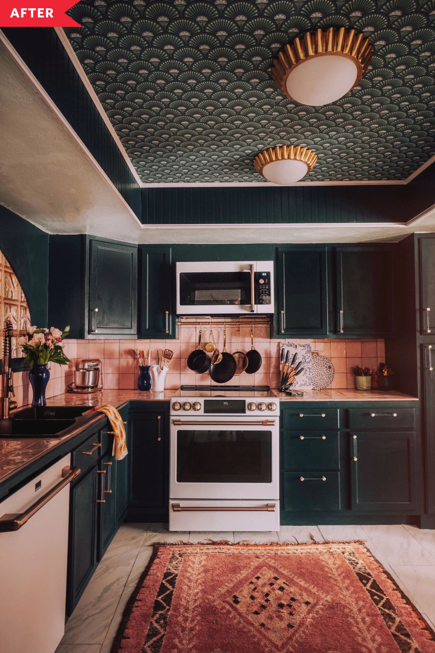 Kitchen with Wallpapered Ceiling - Makeover Inspiration | Kitchn