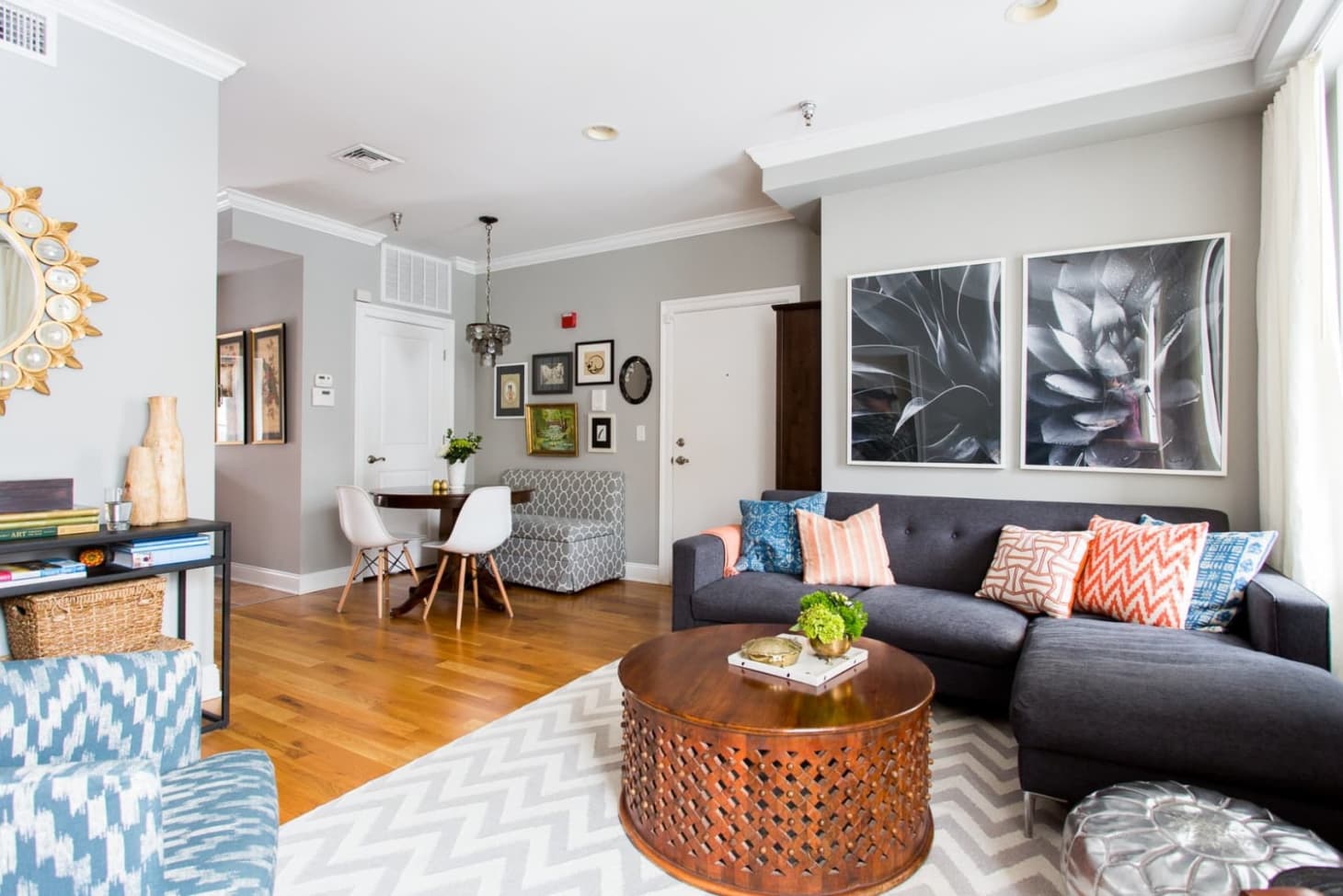 Living Room Gray Walls With Layered Shades