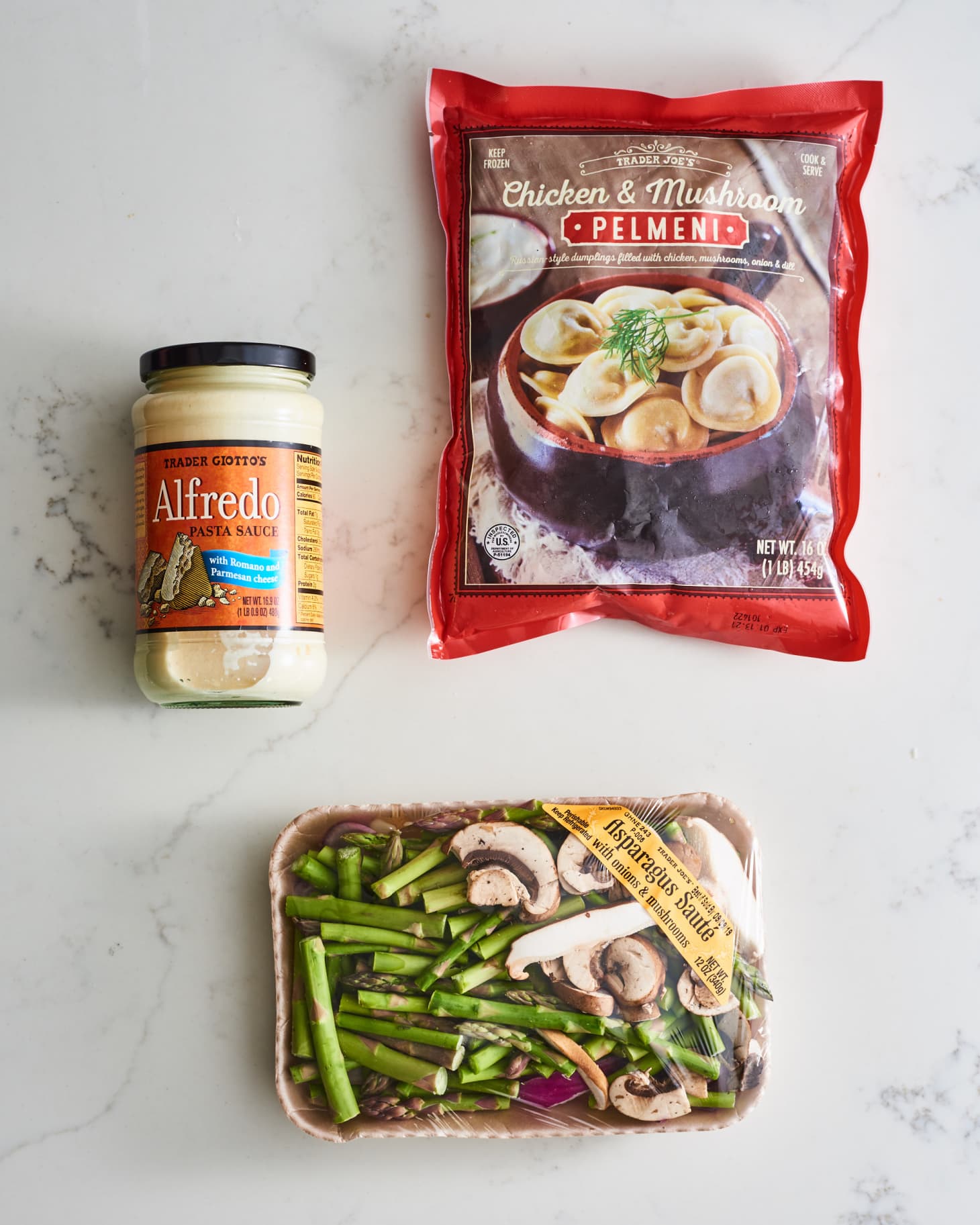Easy Trader Joe's Dinner Creamy Dumplings with Mushroom and Asparagus