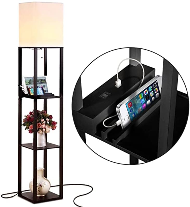 Brightech Maxwell Shelf Floor Lamp with USB Charging Ports at Amazon