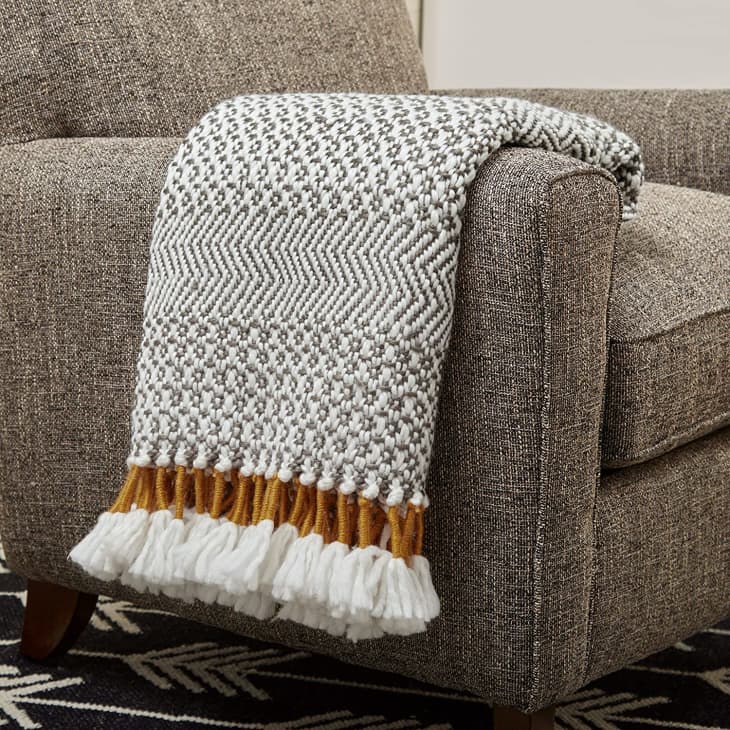Product Image: Rivet Modern Hand-Woven Stripe Fringe Throw Blanket, 50" x 60"