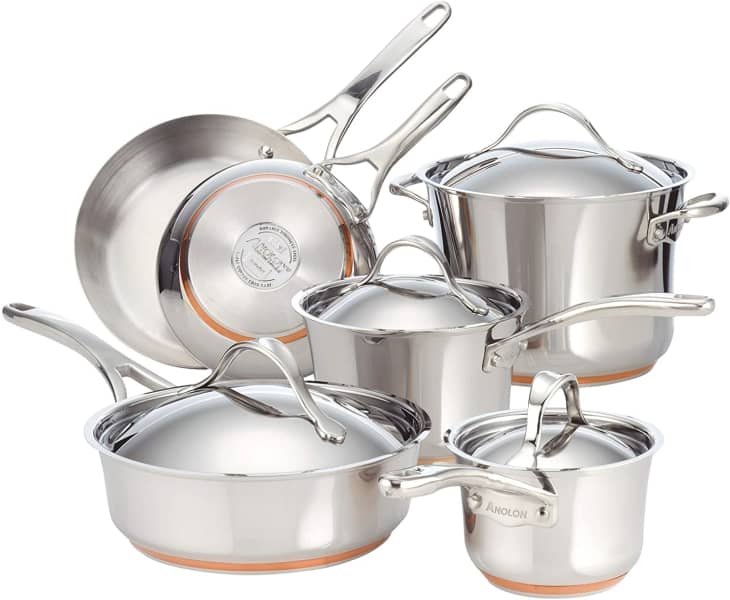 Induction Hob Saucepan Set Non Stick Stainless Steel Pots Pan Cookware 20 Piece 