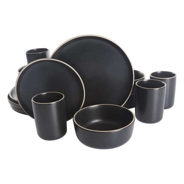 Gap Home 16-Piece Round Black Stoneware Dinnerware Set at Walmart