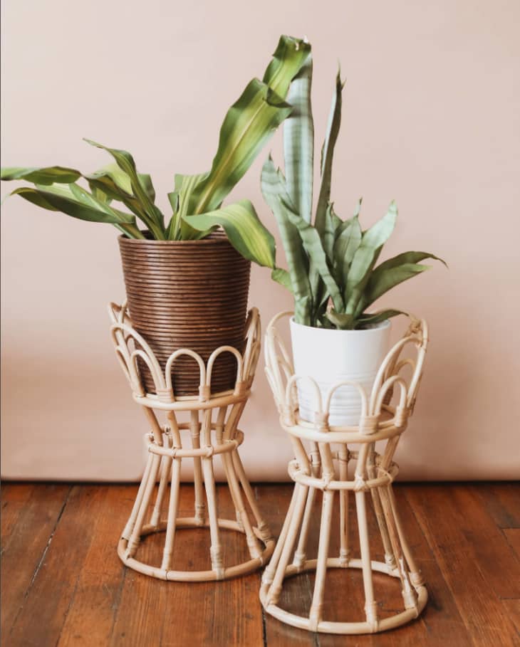 Handwoven Rattan Plant Stand at Etsy