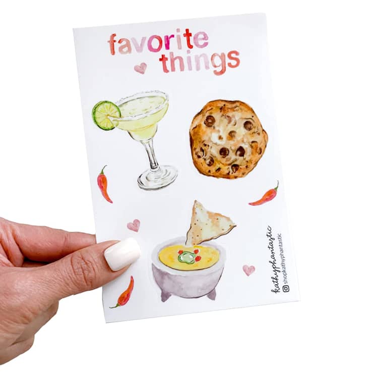 kathyphantastic Queso, Cookie, and Margarita Sticker Sheet, 4 x 6 in at Amazon