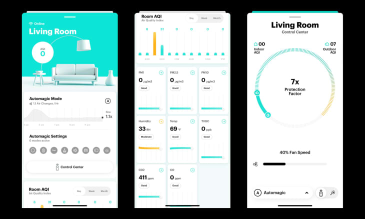 Mila air purifier's smart app