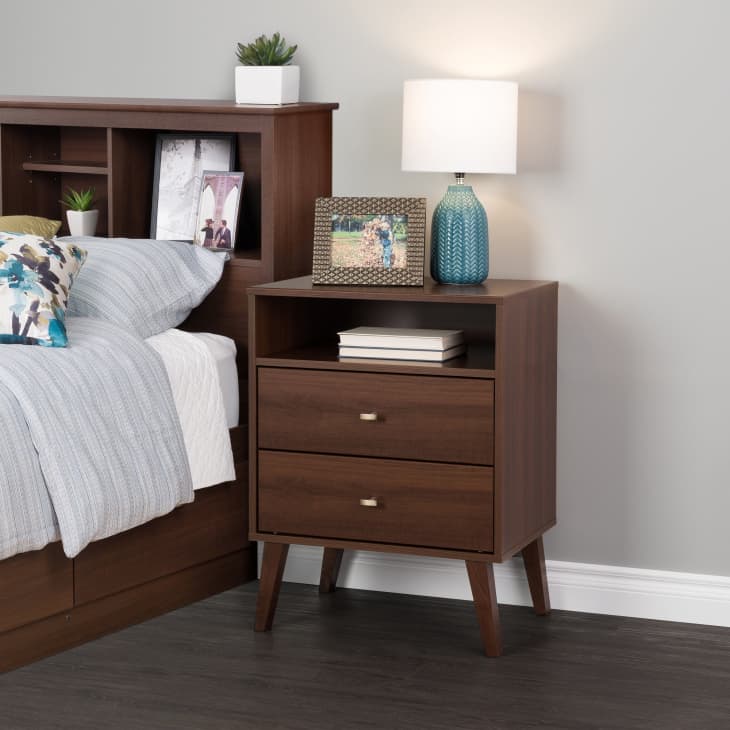 Product Image: Milo Mid Century Modern 2-Drawer Tall Nightstand with Open Shelf - Cherry