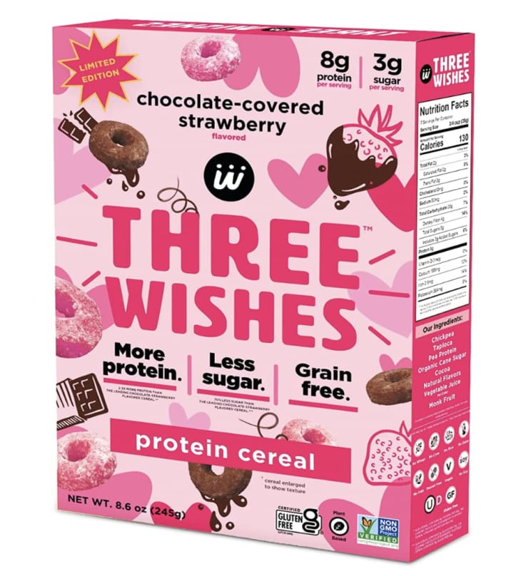Three Wishes’ Limited Edition Chocolate Covered Strawberry Cereal, 3 Pack at Amazon