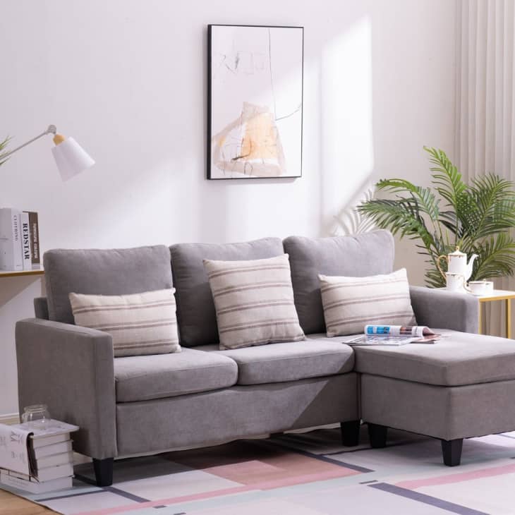 Product Image: Reversible L-shaped Sectional Sofa Set - Light Grey