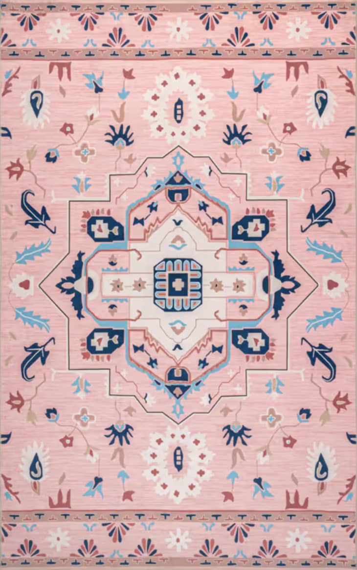 Pink Estella Floral Washable Area Rug, 5' x 8' at Rugs USA