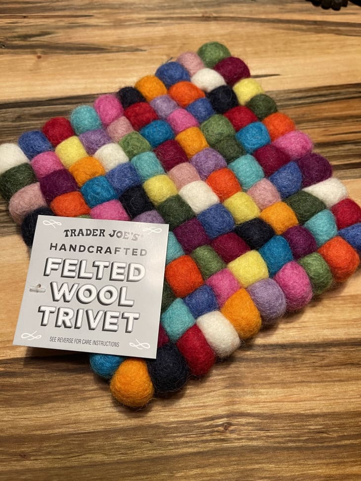 Trader Joe's Hand Crafted Multicolor Felted Wool Trivet Hot Pad New with Tag 
