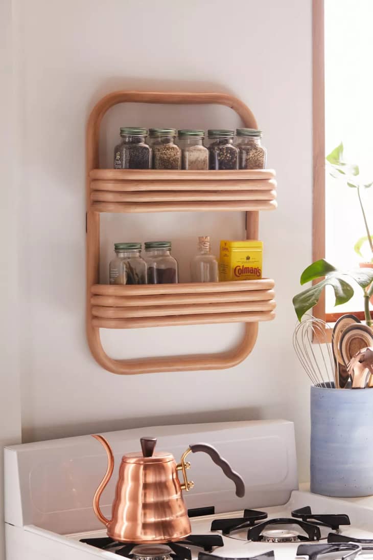 Marielle Rattan Wall Spice Rack at Urban Outfitters