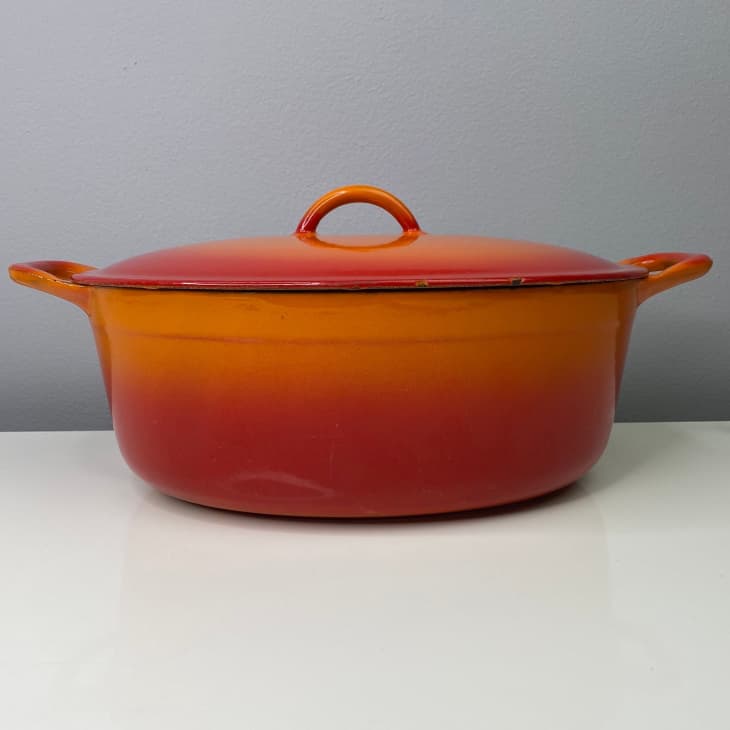 Product Image: Vintage Descoware Belgium Cherry Flame Orange Red Large Oval Dutch Oven