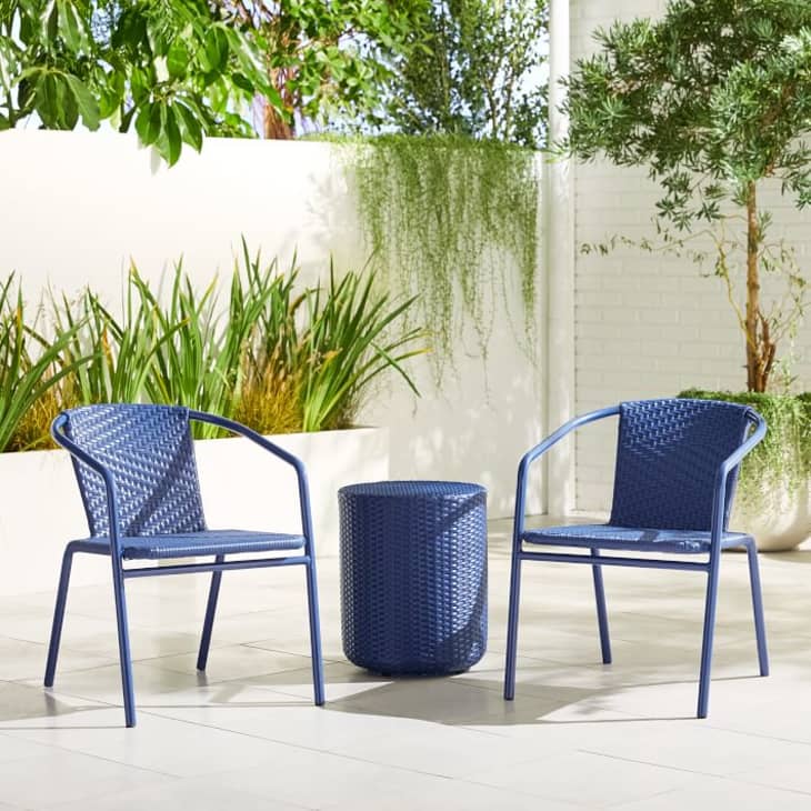 All Weather Wicker Stacking Chairs Side Table Set O
