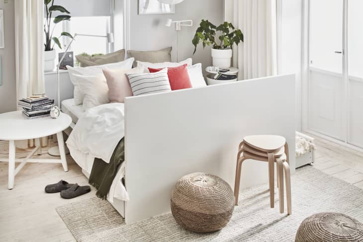 bedroom with IKEA MALM bedframe in white