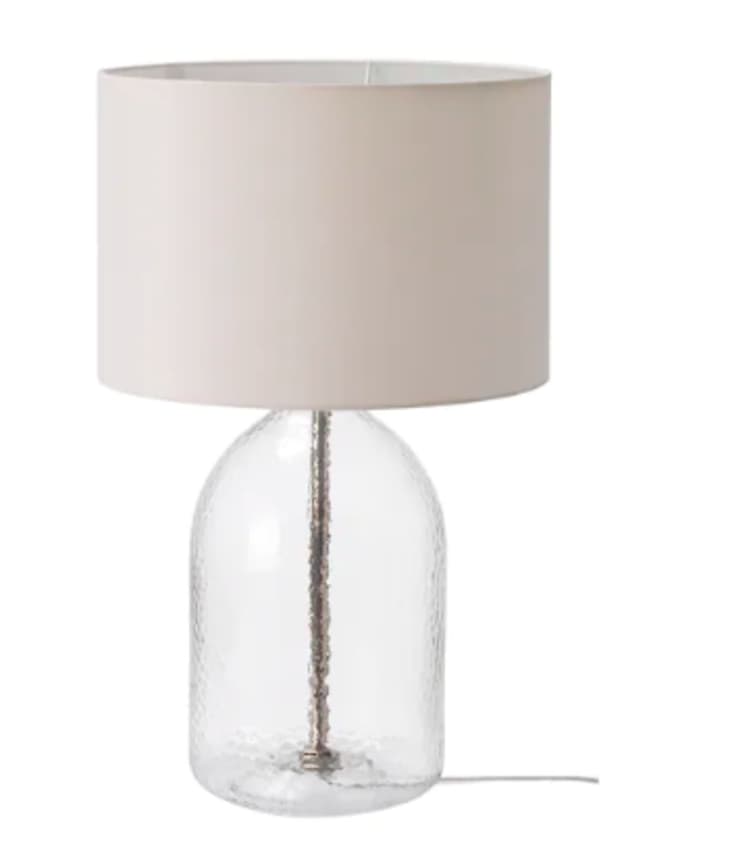 Glass table lamp from IKEA with neutral shade