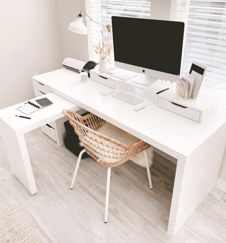 IKEA white minimalist pull out desk