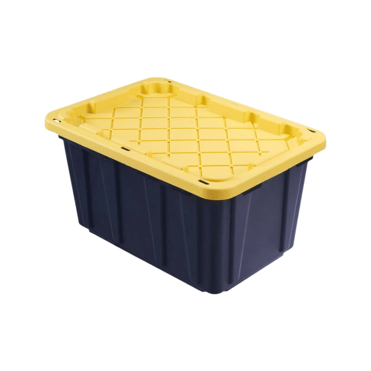 HDX 27 Gal. Tough Storage Tote in Black with Yellow Lid at undefined