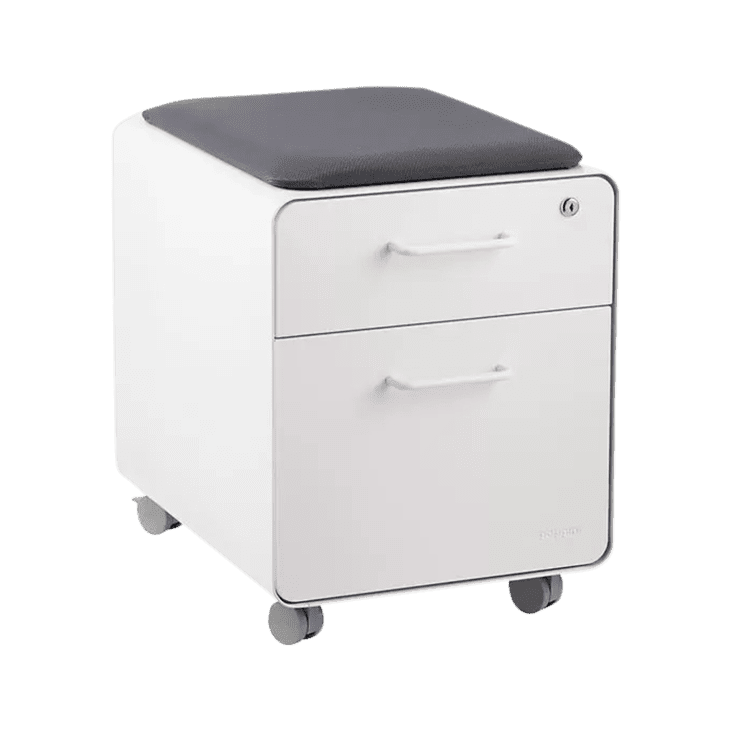 Poppin White Mini 2-Drawer Stow Filing Cabinet with Seat at undefined