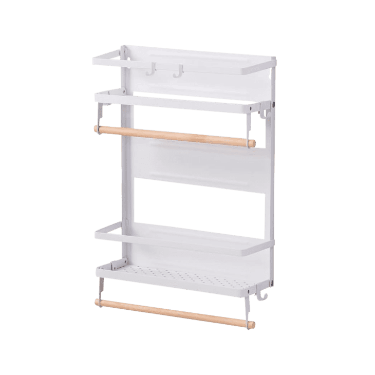 XIAPIA Magnetic Fridge Organizer Spice Rack with Paper Towel Holder and 5 Extra Hooks at undefined