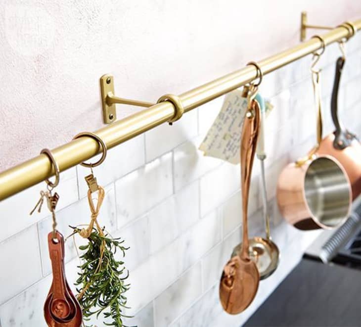 400 mm Copper Pot And Pan Rail With Hooks! Hanging Kitchen Utensil Storage