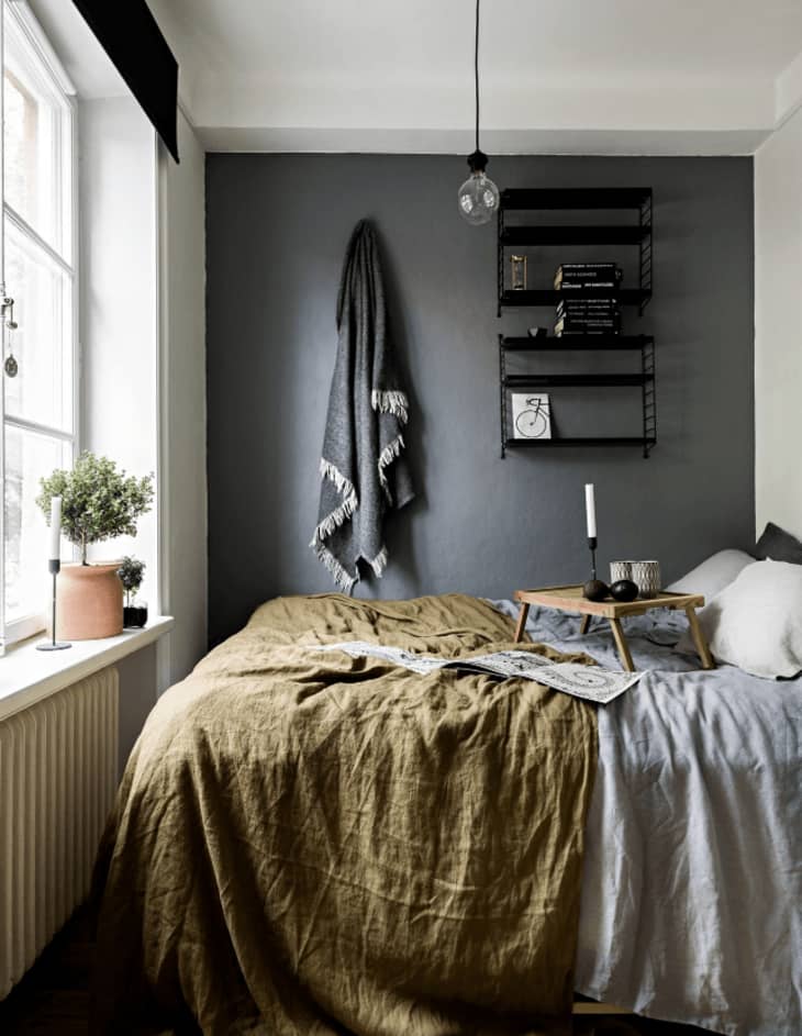 Ways To Make A Small Space Feel Bigger Paint One Wall Dark Apartment Therapy