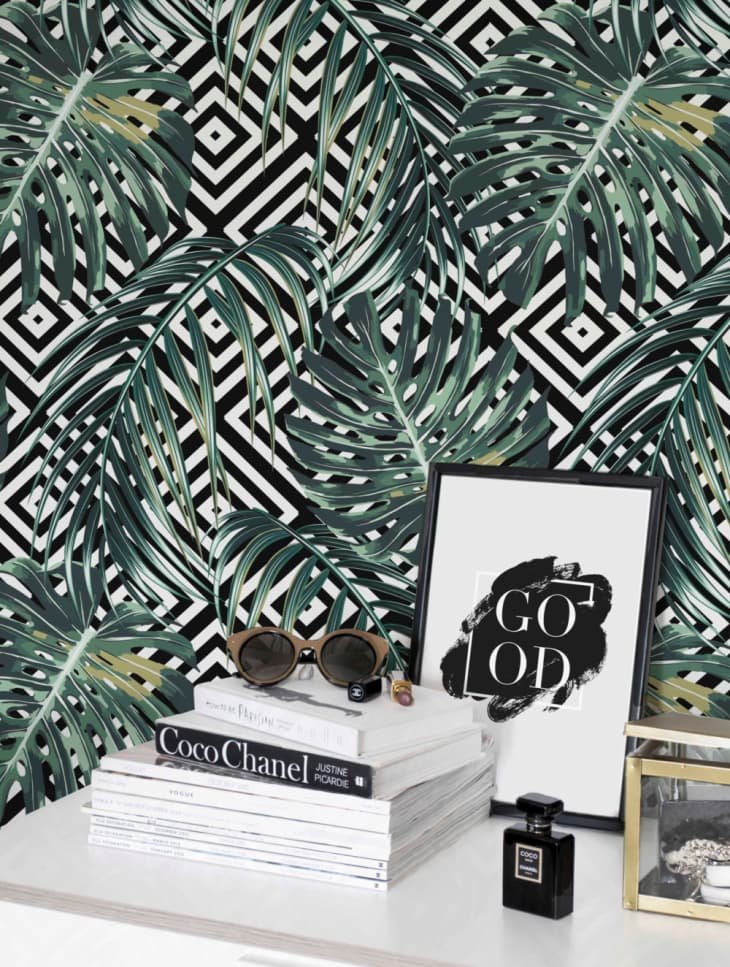 Where To Buy Palm Tree Leaf Tropical Print Wallpaper Apartment Therapy