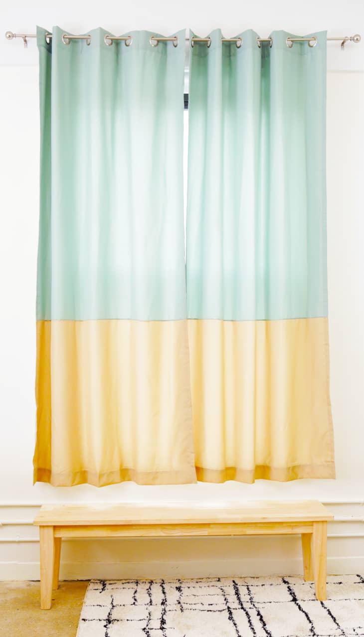 Shorter length version of turquoise and yellow curtain