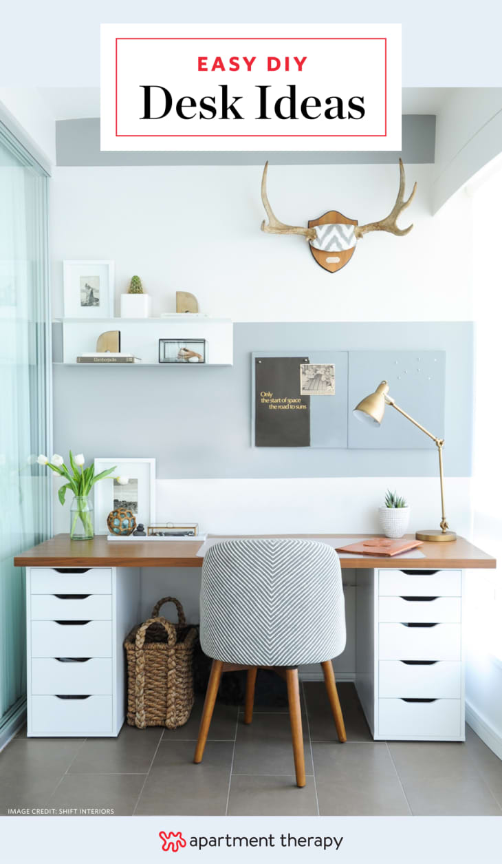 Office area with text "Easy DIY Desk Ideas"