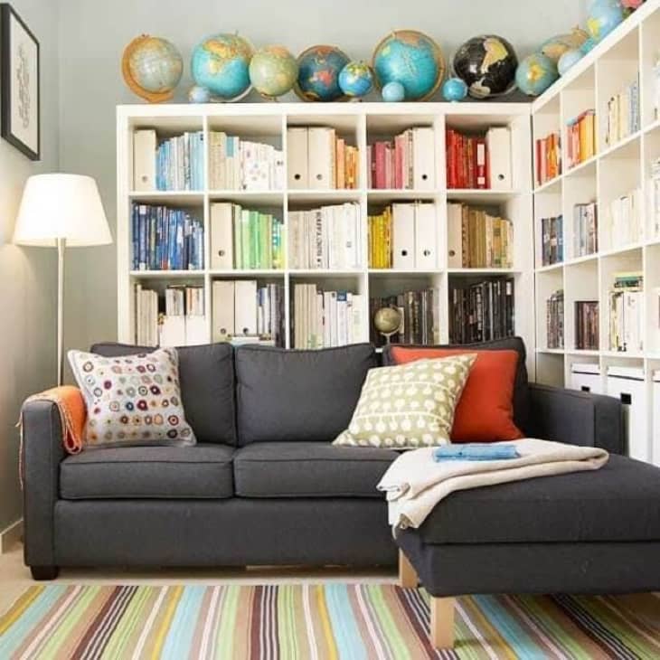 Get More Storage Use A Bookcase Behind Your Furniture Apartment Therapy