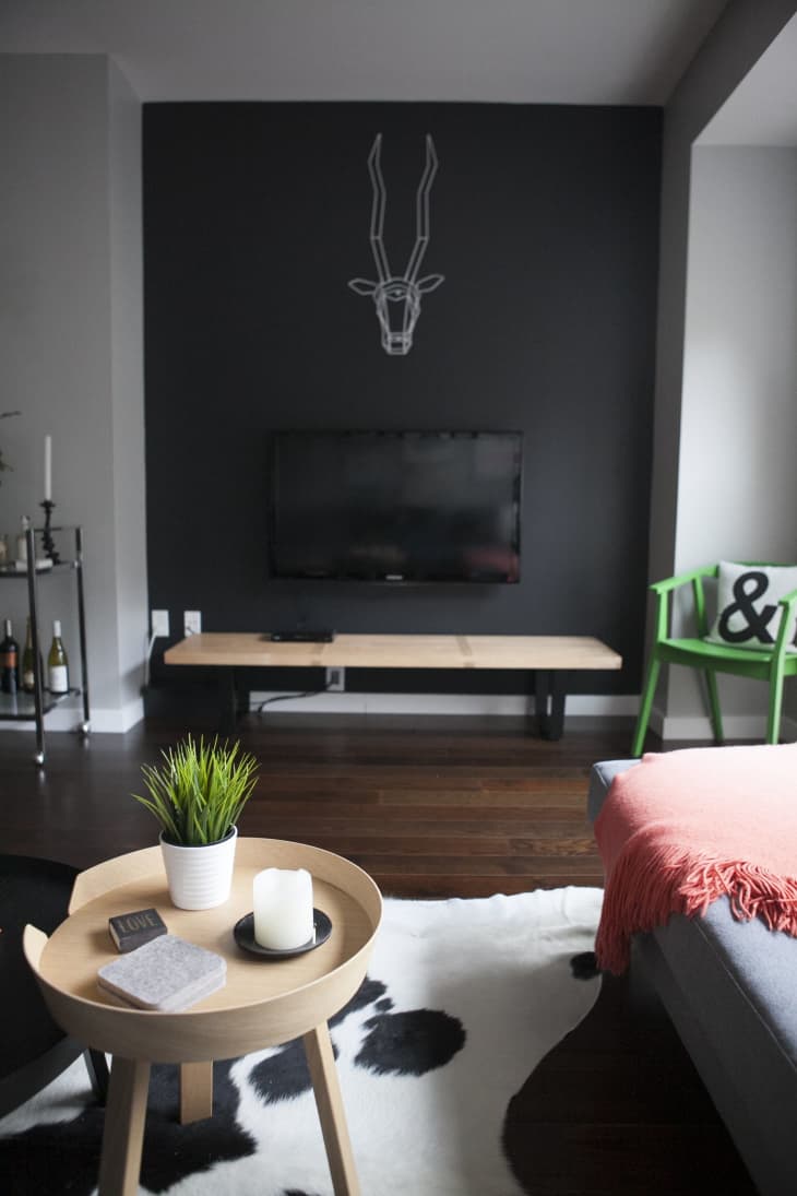 grey accent wall living room