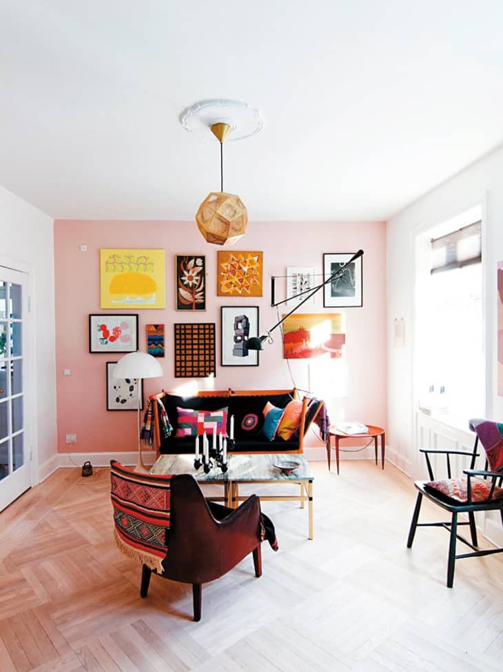 pale pink living room