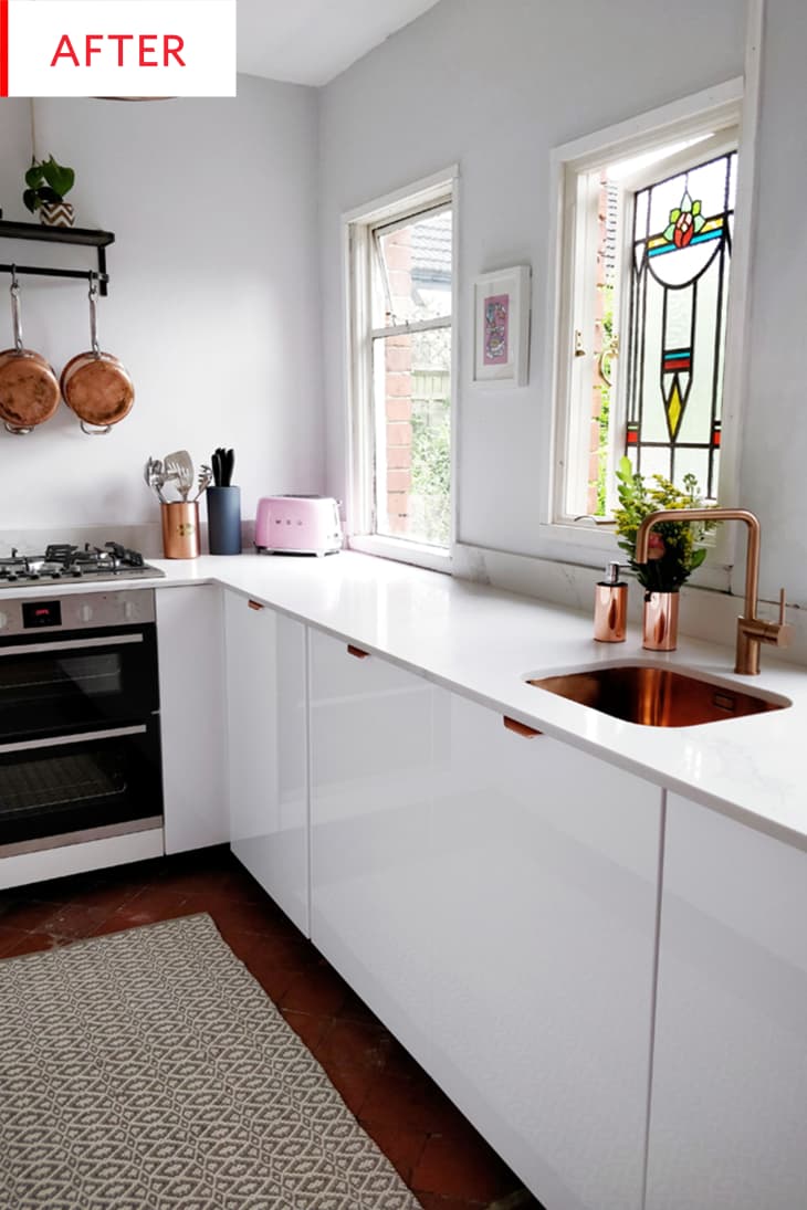 Pink Kitchen  Remodel  Before After Apartment  Therapy 