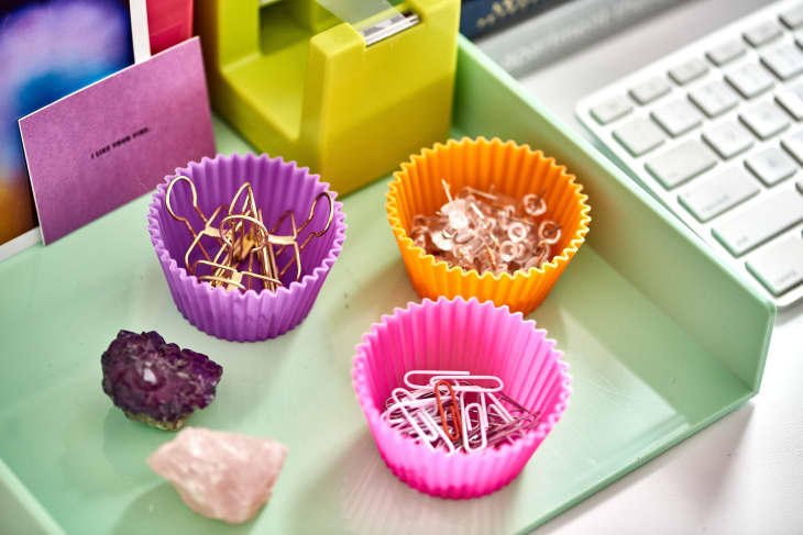 silicone cupcake organizers holding desk accessories