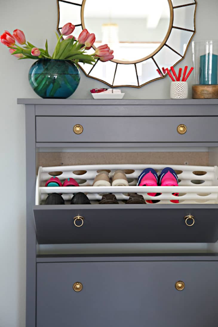 Small Entryway Makeover with IKEA Shoe Storage Hack